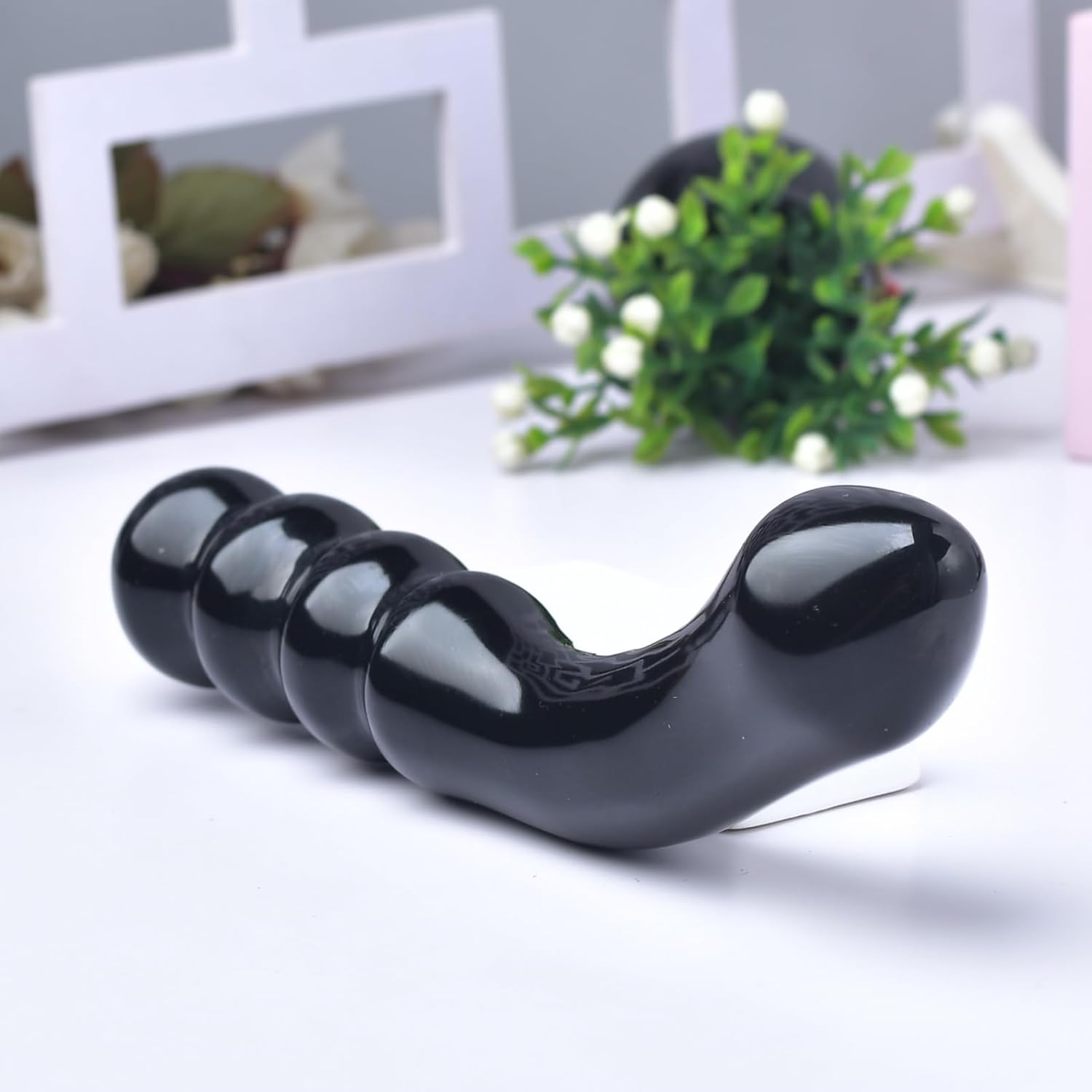 Natural Black Obsidian Crystal Yoni Wand Healing Stone Curved Design 7 08 x 1 37 Inches Polished Finish for Meditation Practice - Image 4