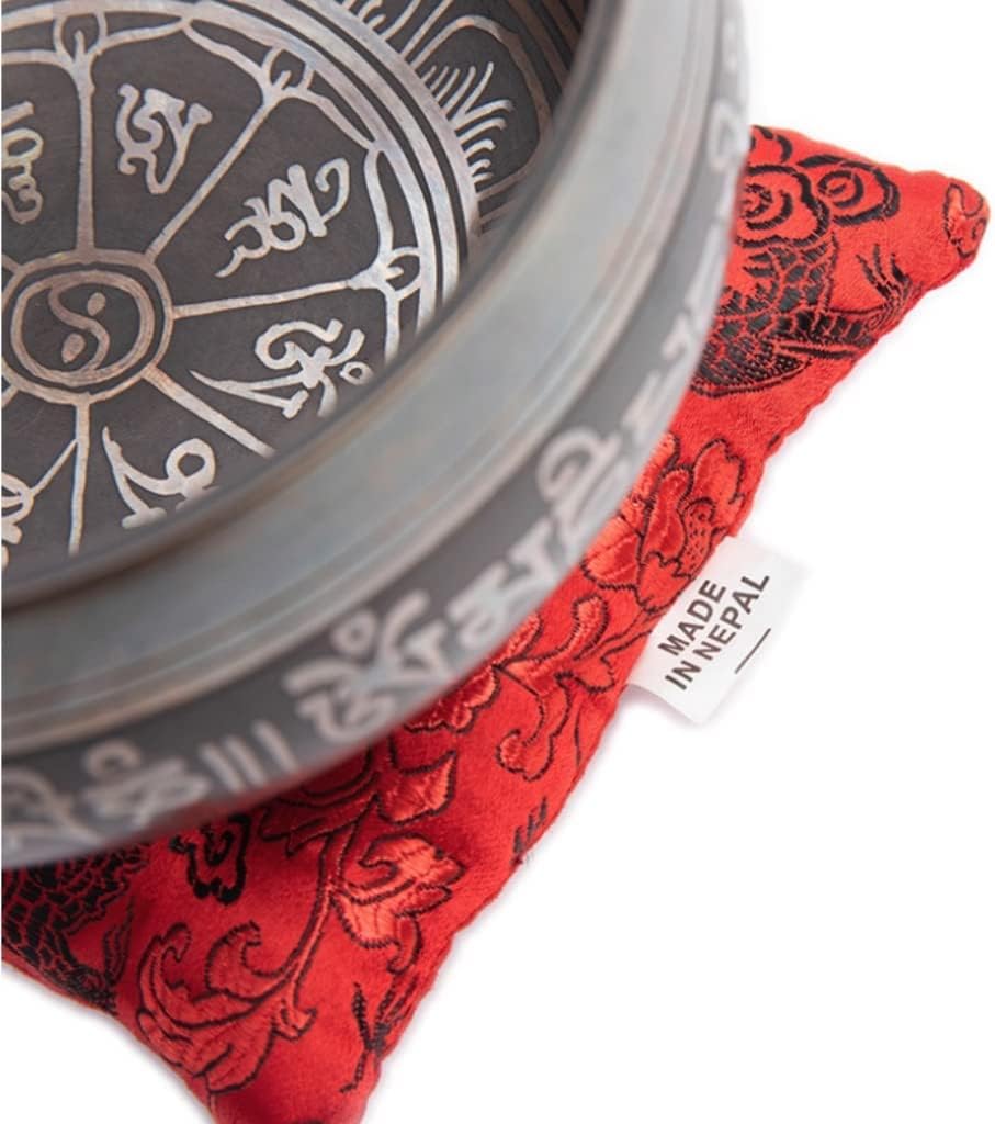 Premium Tibetan Singing Bowl Set – Handmade in Nepal Sound & Meditation Bowl – Spiritual Decor for Yoga, Wellness Spaces & Relaxation by Himalayan Bazaar (Brown & Red) - Image 7