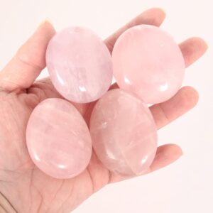 Rose Quartz Palm Stone-4 Pcs Rose Q...
