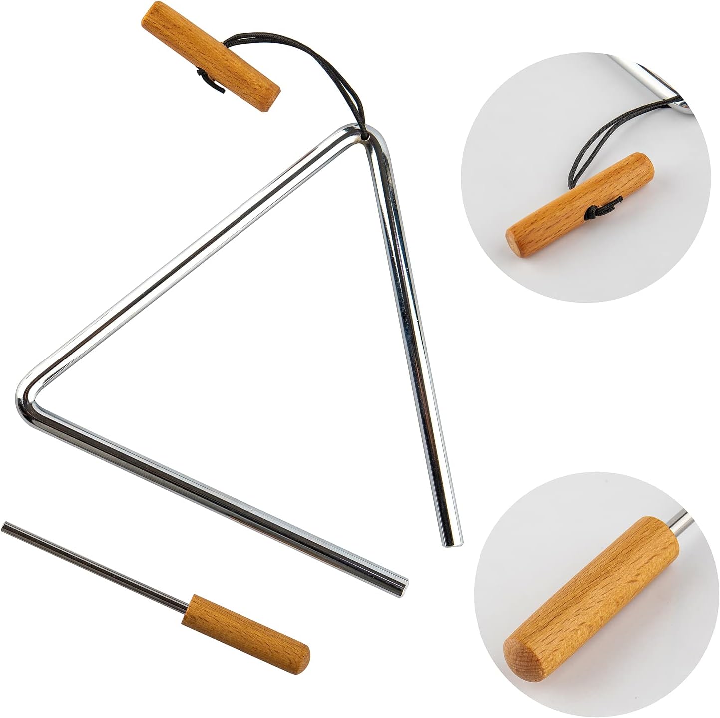 Musfunny Triangle Hand Percussion with Striker, Rhythm Steel Triangles Musical Instrument (8 inch) - Image 2