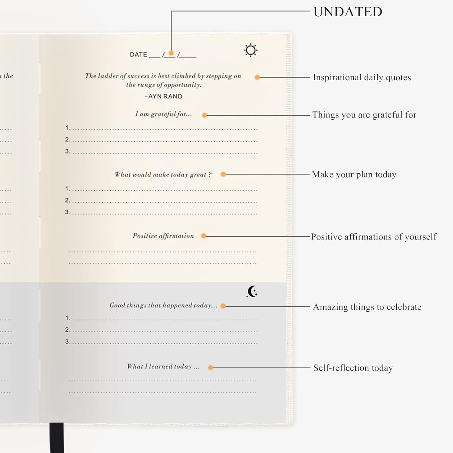 The Gratitude Journal for More Happiness, Optimism, Affirmation & Reflection - An Effective Manifestation Guide Journal, Undated Daily Journals for Women & Men (Beige) - Image 5