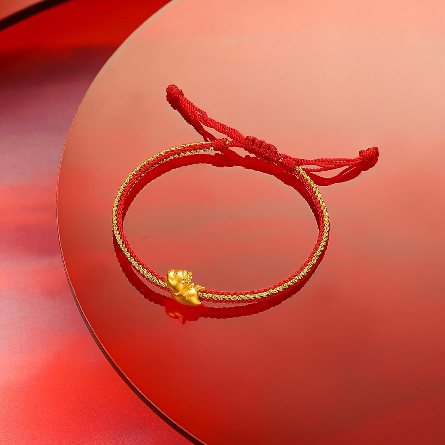 24K Gold Bracelet Chinese Animal Charm Bracelets Adjustable Red String Lucky Zodiac Chain Cute Charms Snake Beads Link Protection Bangle Good Luck Braided Rope New Year Jewelry Gift for Wmen Men - Image 3