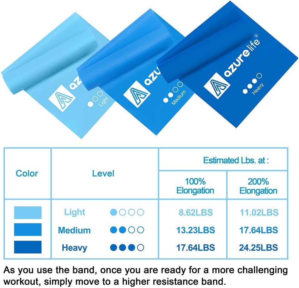 A AZURELIFE Resistance Bands,Professional Long Non-Latex Elastic Stretch Bands,Exercise Bands for Physical Therapy, Yoga, Pilates, Rehab, at-Home or The Gym Workouts, Strength Training - Image 5