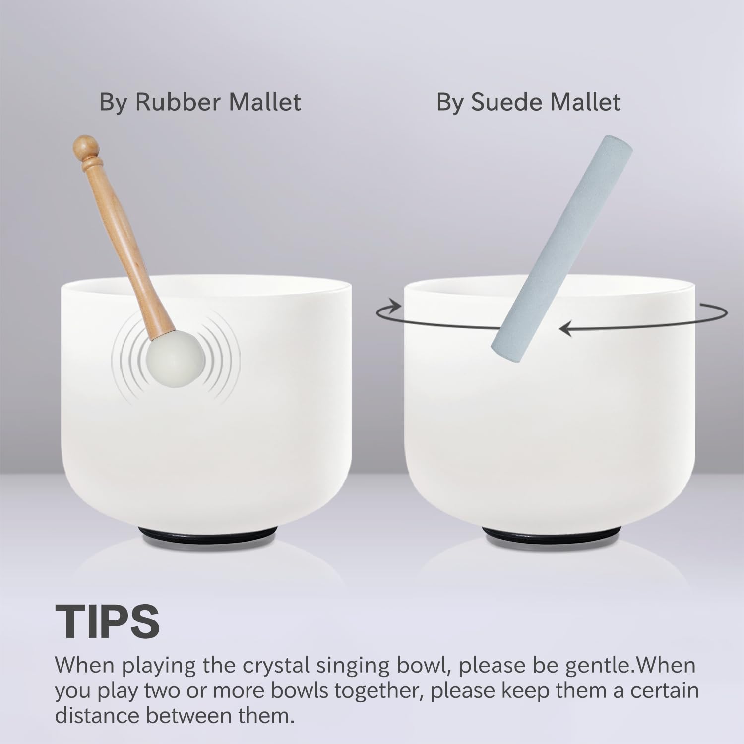 CVNC Crystal Singing bowl Set of 7 for Sound Healing White | 7"-12" Inch Frosted Chakra Quartz, Sound Healing Meditation,Mindfulness,Relaxation, Includes 2 Case Bags and Rubber Mallets - Image 6