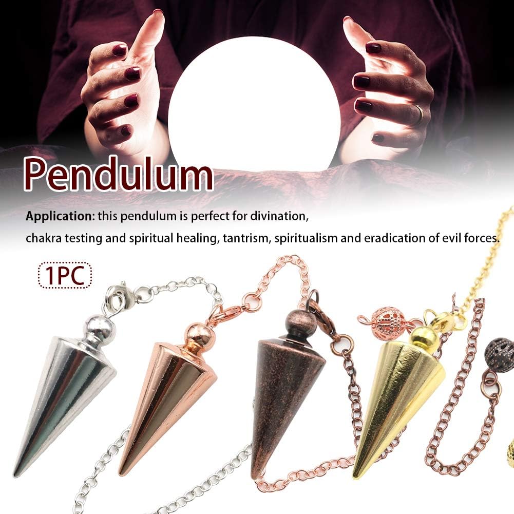 Copper Metal Spiritual Point Pendulum, Divination Dower Reiki Healing Pendulum Chain, Balancing Pendant for Divination Healing Dowsing Wicca Balancing Pointed Cone Pendant Pendulum(Rose Gold) - Image 4
