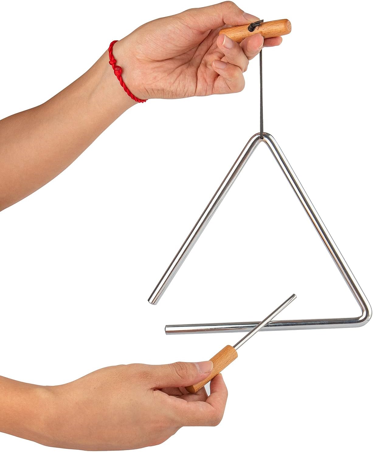 Musfunny Triangle Hand Percussion with Striker, Rhythm Steel Triangles Musical Instrument (8 inch) - Image 3