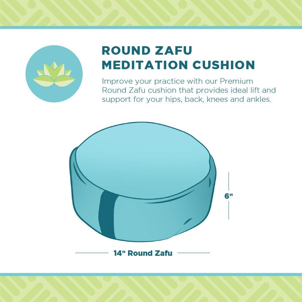 BEAN PRODUCTS Zafu Meditation Pillows for Sitting on Floor, Yoga Cushion, Cotton/Buckwheat fill Yoga Pillow, Zafu Meditation Cushion, Zen Kneeling Prayer Pad- MADE IN USA - 14" ROUND - BURGUNDY - Image 2
