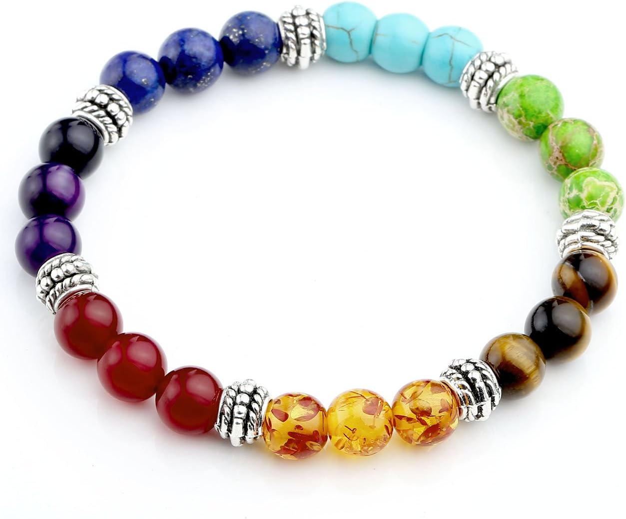 Jovivi 7 Chakras Bracelet Reiki Natural Gemstone Healing Balancing Round Beads Crystal Stone Bracelets for Women - Image 2