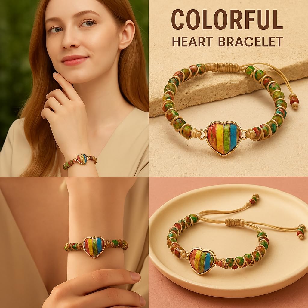 "SS Boutique" 7 Chakra Healing Heart Gemstone Bracelet – Handmade Natural Stone Wrap for Meditation, Energy, Spiritual Protection, and Mental Health Balance – 1 Strand 1 Piece Leather Bracelet - Image 4
