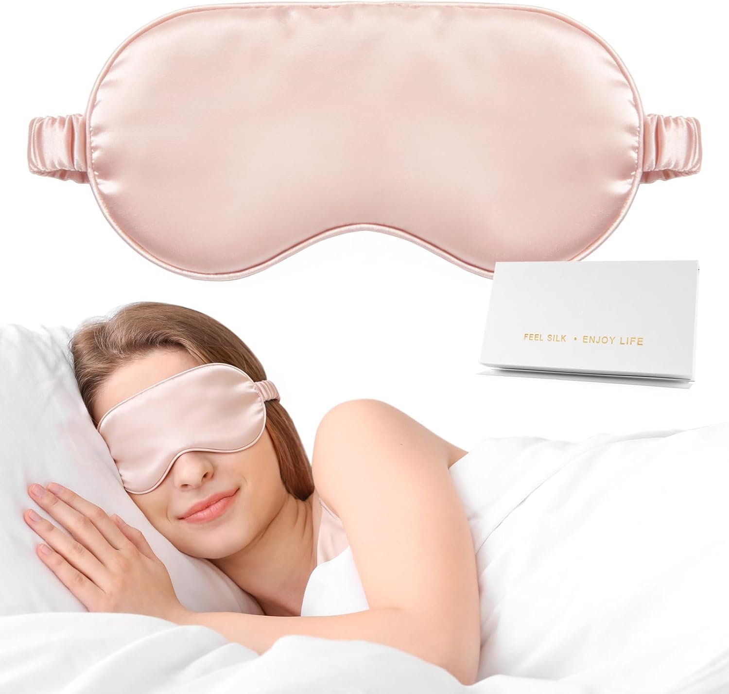 Silk Sleep Mask,Eye Mask for Sleep Women Men,Mulberry Sleeping Mask with Adjustable Strap,Blindfold Blackout Eye Mask for Travel and Full Night's Sleep,Nap