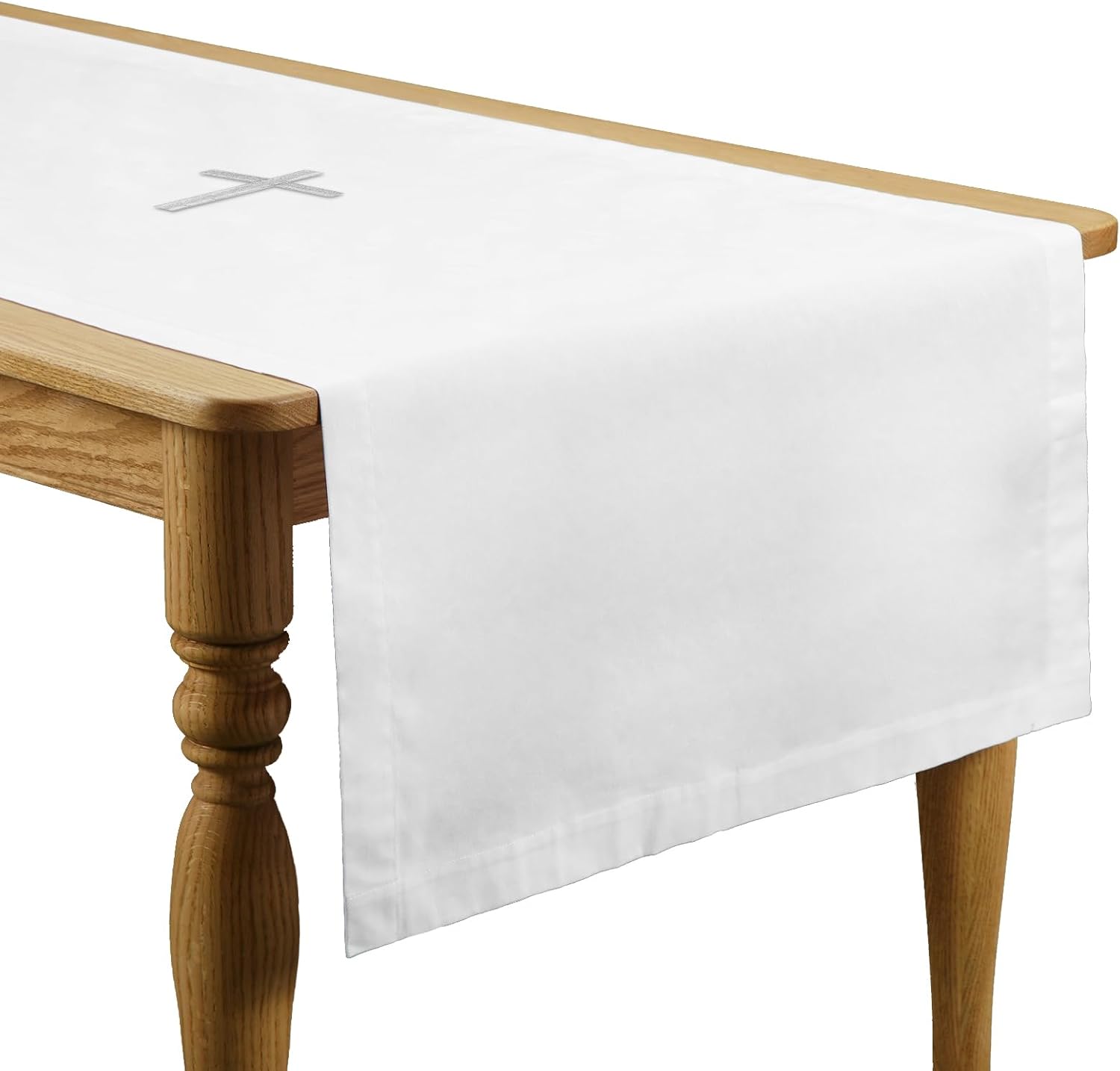White Altar Cloth Communion Table Cloths for Church Holy Communion Tablecloth Runner Church Spiritual Frontal for Gatherings Baptism Ceremonies(62 x 24 Inches,Table Runner)