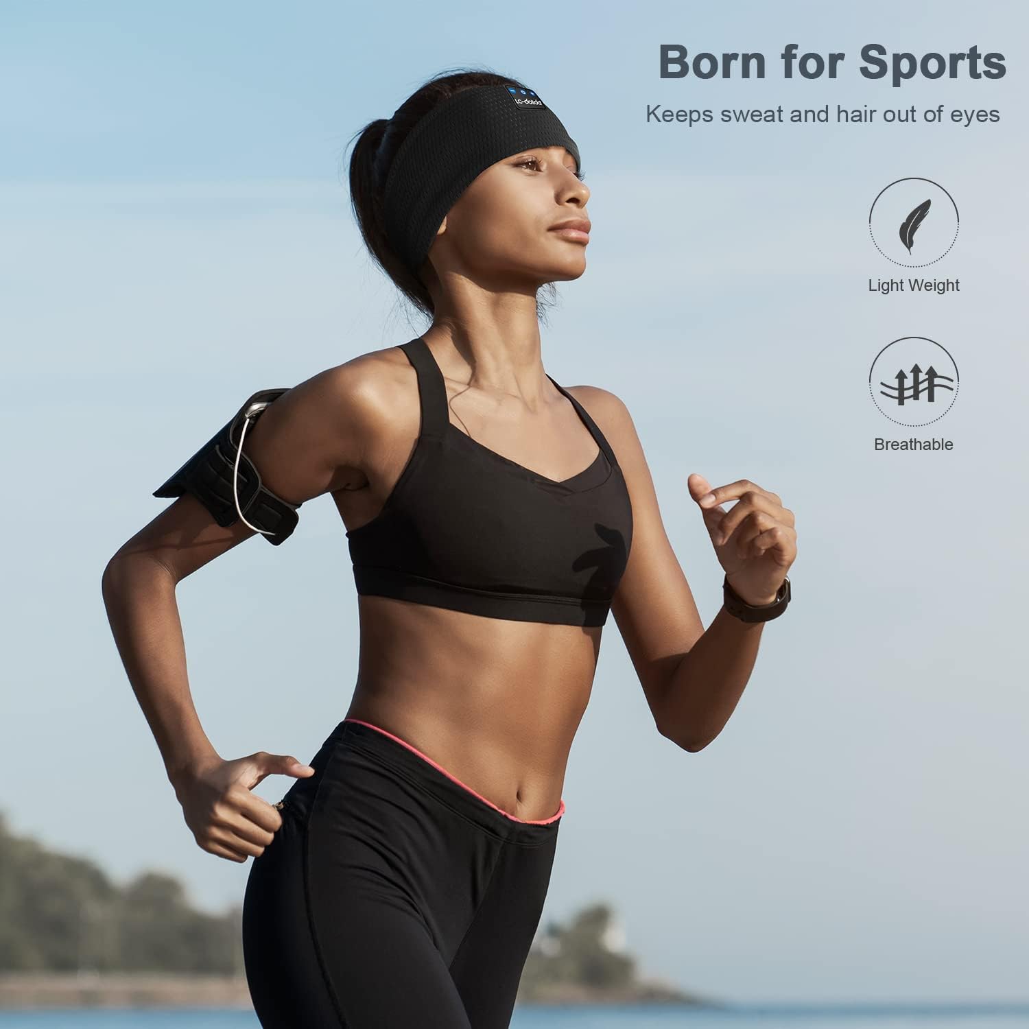 LC-dolida Sleep Headphones Headband Bluetooth 5.4, Headband Earphones Wireless with USB C Charge Port, Sleep Mask for Sleeping, Sports, Gifts, Workout, Jogging, Yoga, Insomnia, Air Travel, Meditation - Image 5