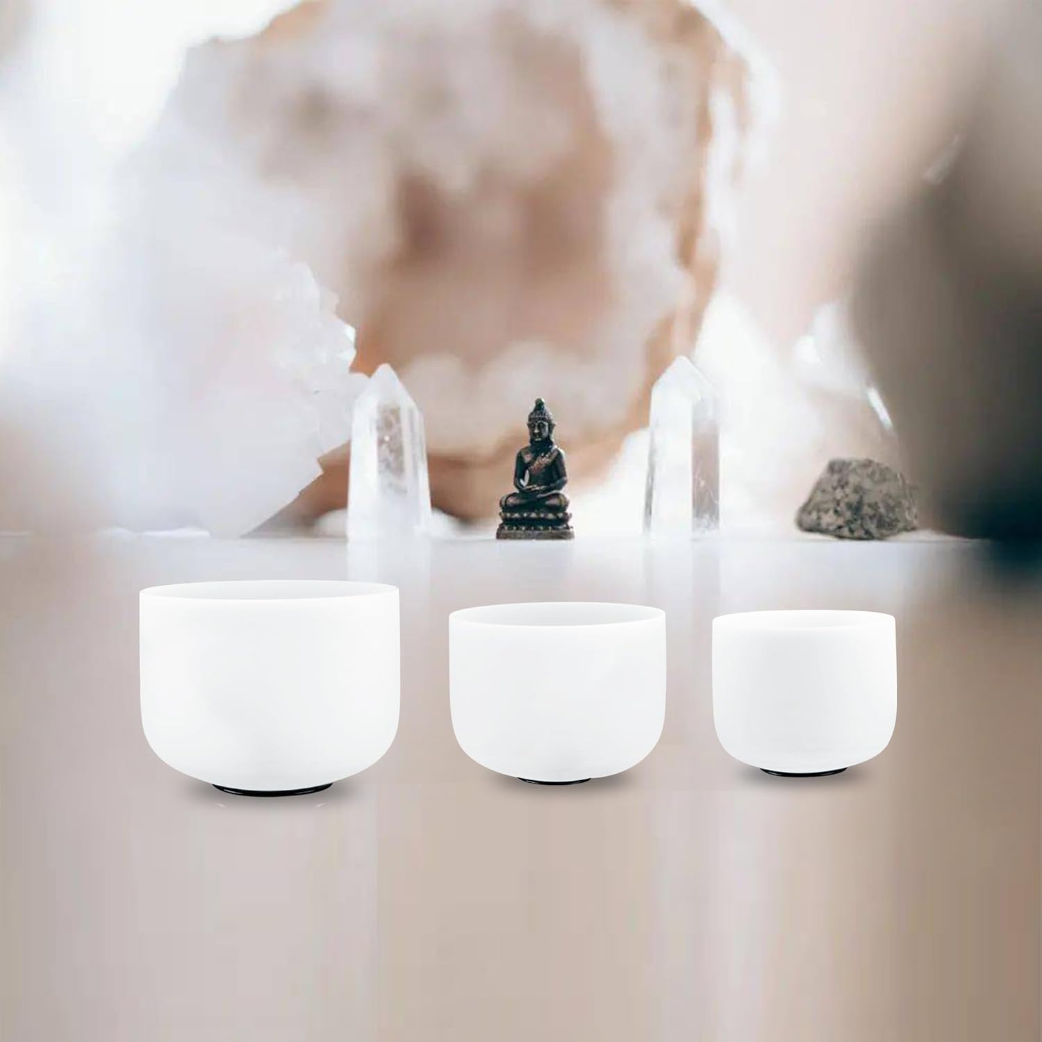 RYAN DVAN 432HZ Crystal Singing Bowl Set of 3, 6"B Crown, 7"A Third Eye, 8"G Throat with Case Suede Striker&O-Ring Sound Therapy for Yoga, Reiki, Chakra Healing Energy Tuning&Mindfulness Kit - Image 7