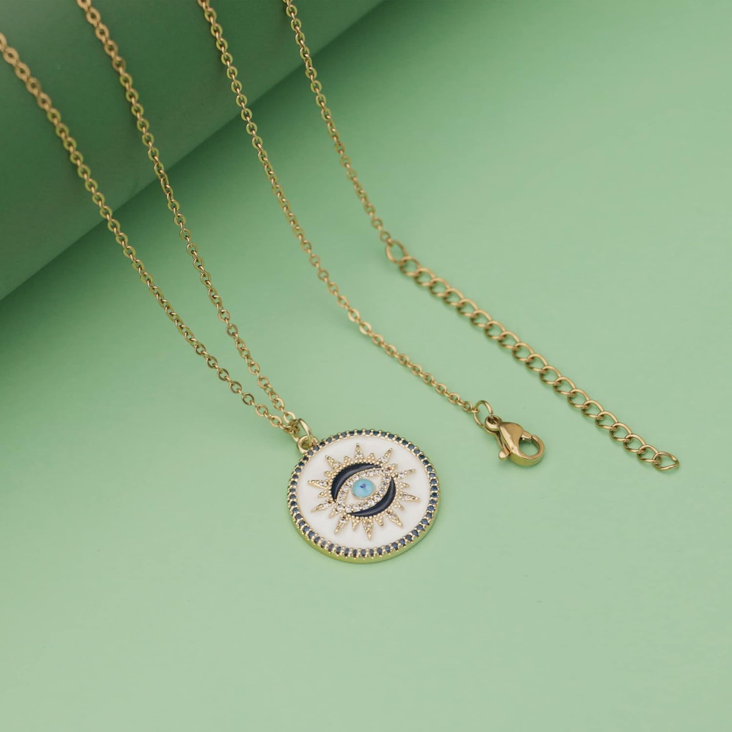 SmileBelle Evil Eye Necklace Rakhi for Sister Gold Protection Ojo Turco | Handmade Evil Eye Jewelry Gold Protection for Women, Ojo Turco Pendant Luck Amulet, Third Nazar Necklace Birthday Gift to Her - Image 6