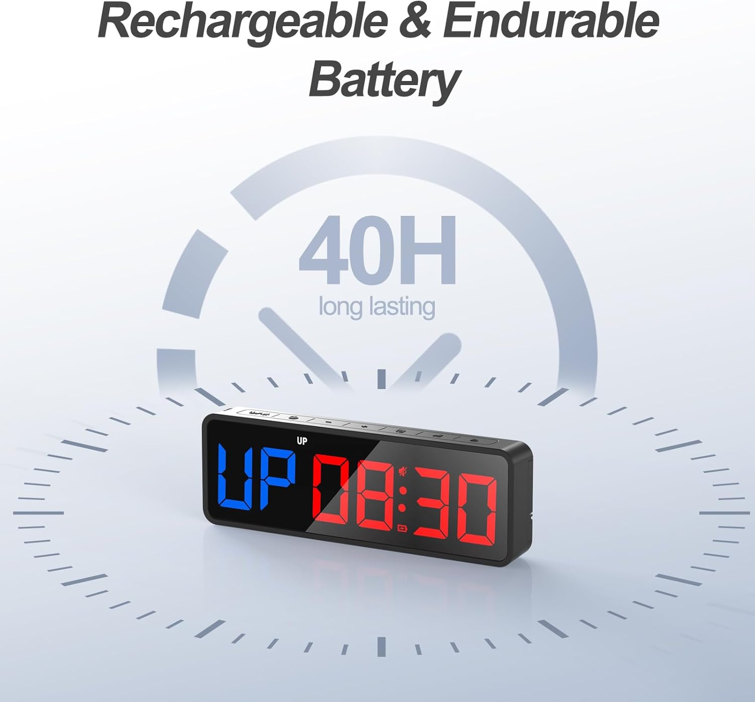 ANJANK Small Portable Gym Timer Clock, Strong Magnet, Workout Interval Timer with Powerful Battery, Stopwatch, Remote Control, Adjustable Brightness, Fitness Digital Timer for Home/Garage/Boxing - Image 4
