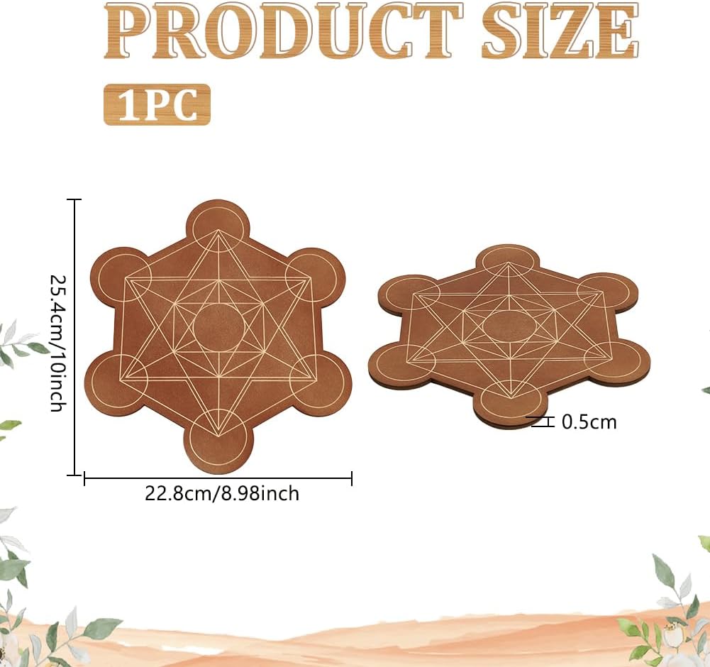 FINGERINSPIRE Wooden Crystal Grid Board 10-inch Hexagon Metatron's Cube - Sacred Geometry Energy Kit for Witchcraft Ritual and Sacred Space Decor - Image 2