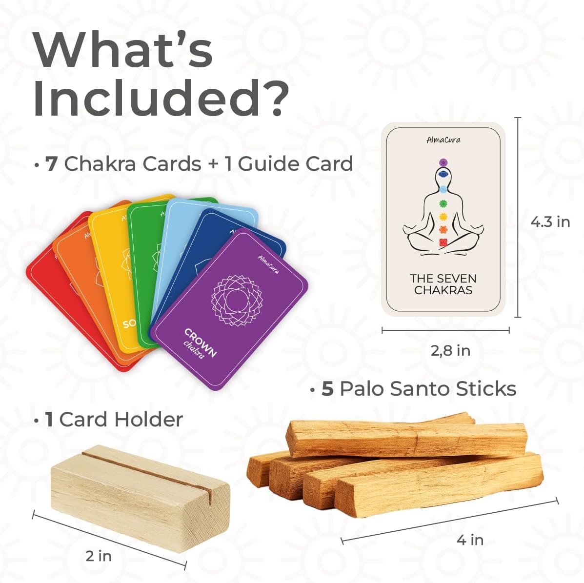 Palo Santo Smudge Kit with 7 Chakra Cards & Wooden Card Stand | 5 high-resin Palo Santo sticks from Peru, not Ecuador - beginner smudging set for meditation, cleansing and gifting - Image 3