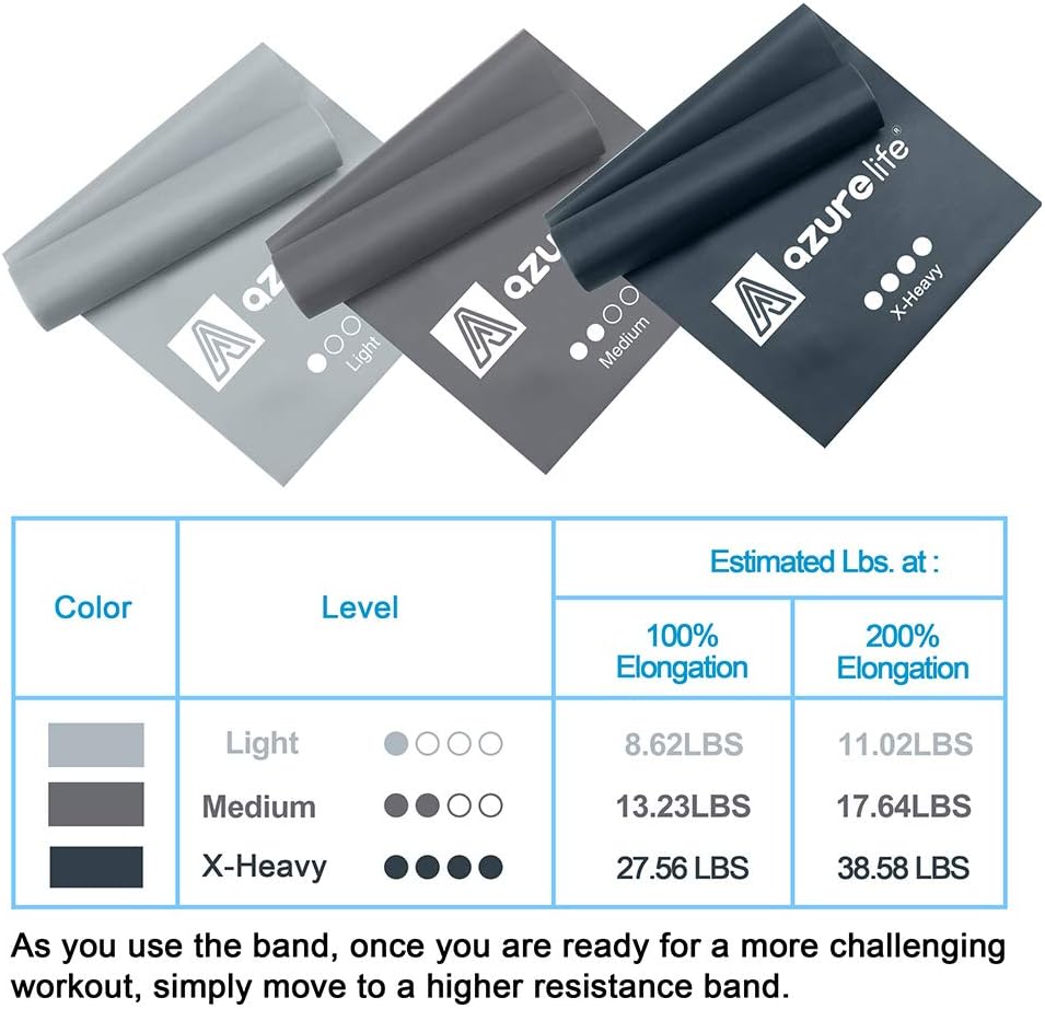 A AZURELIFE Resistance Bands,Professional Long Non-Latex Elastic Stretch Bands,Exercise Bands for Physical Therapy, Yoga, Pilates, Rehab, at-Home or The Gym Workouts, Strength Training - Image 5