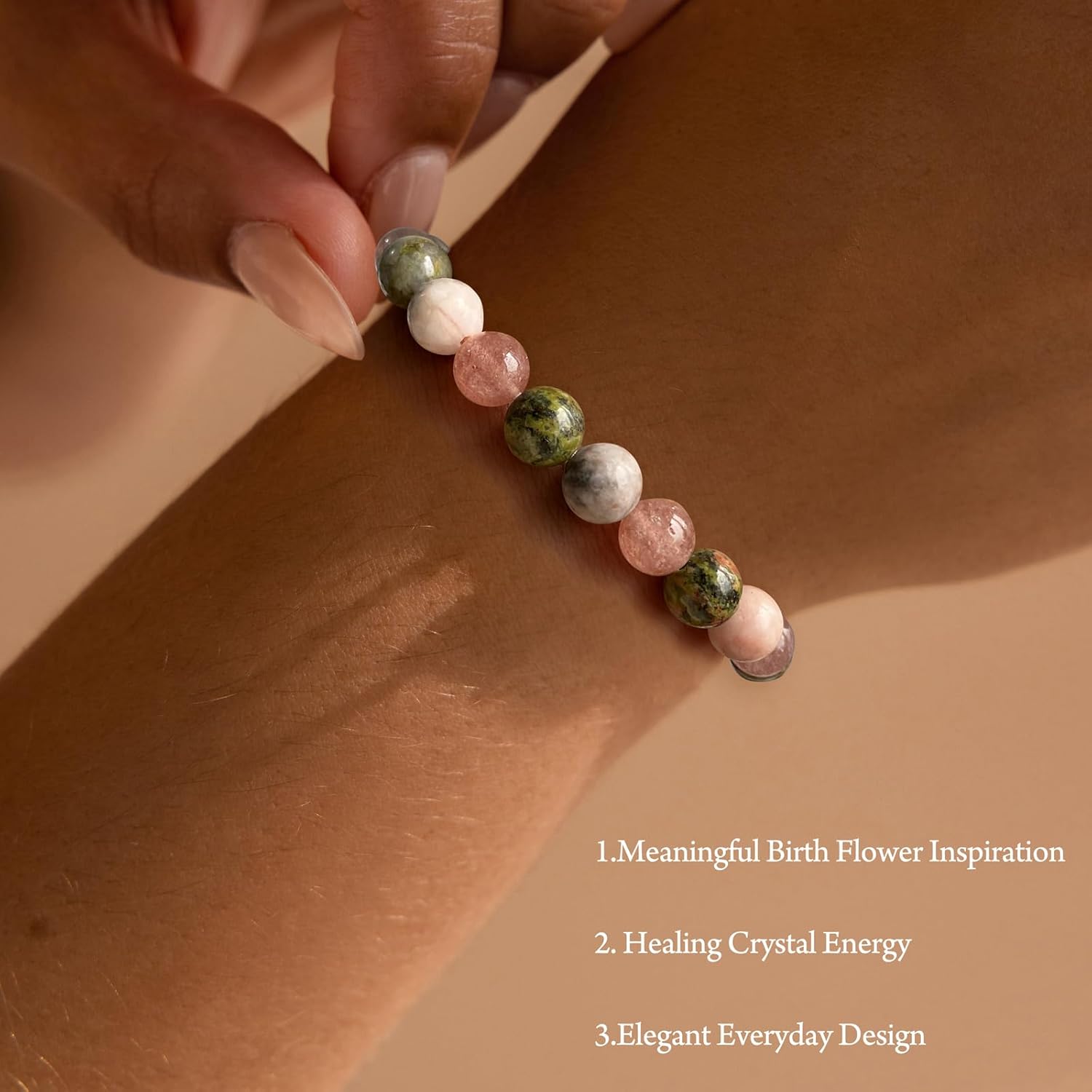 Birthstone Crystal Floral Bracelets for Women Men Colorful Stone Bracelet for Women Reduce Anxiety Zodiac Month Bracelet Birthday Graduation Gifts - Image 4