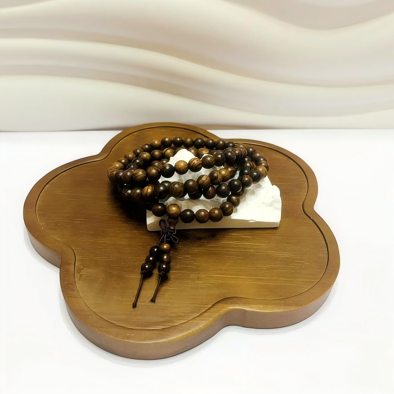 Handmade Mala Beads Bracelet 108 8mm Prayer Meditation Bracelet Sandalwood Elastic, Buddhist Beads, Prayer Mala Necklace for Men and Women Gifts - Image 2