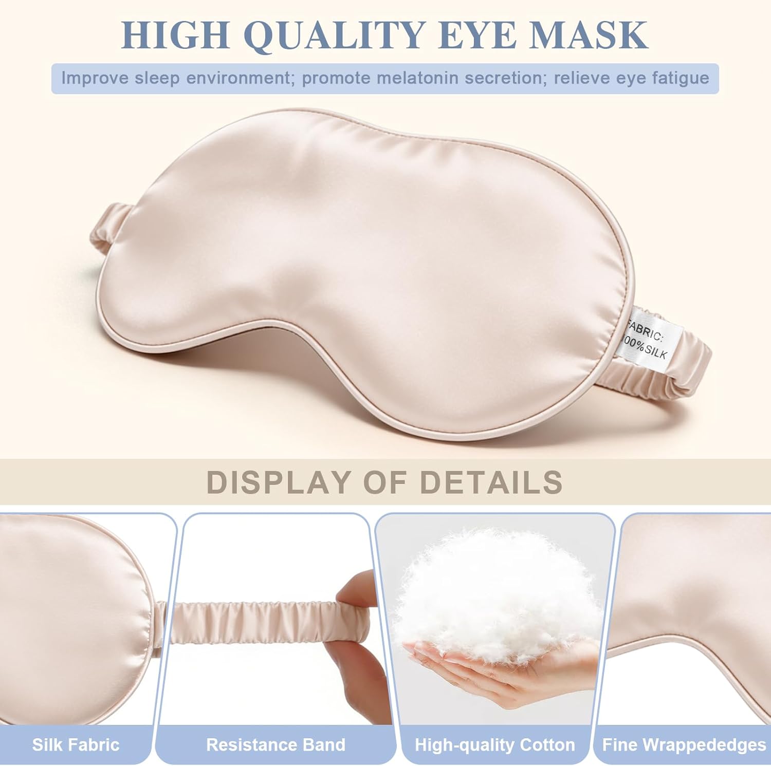 Silk Sleep Mask,Eye Mask for Sleep Women Men,Mulberry Sleeping Mask with Adjustable Strap,Blindfold Blackout Eye Mask for Travel and Full Night's Sleep,Nap - Image 4