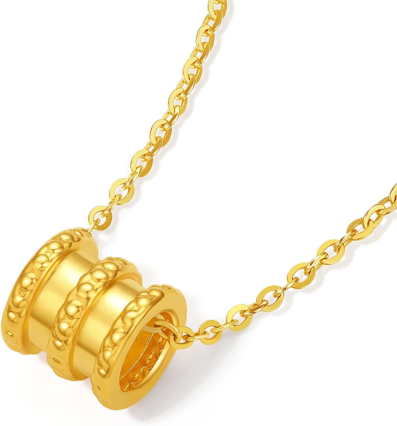 ZHOU LIU FU 24K Solid Gold Pendants Cylindrical Charm Pendant Only Real Gold Dainty Jewelry for Women Daughter Anniversary Birthday Gifts (Not Include Necklace) A0414677 - Image 6