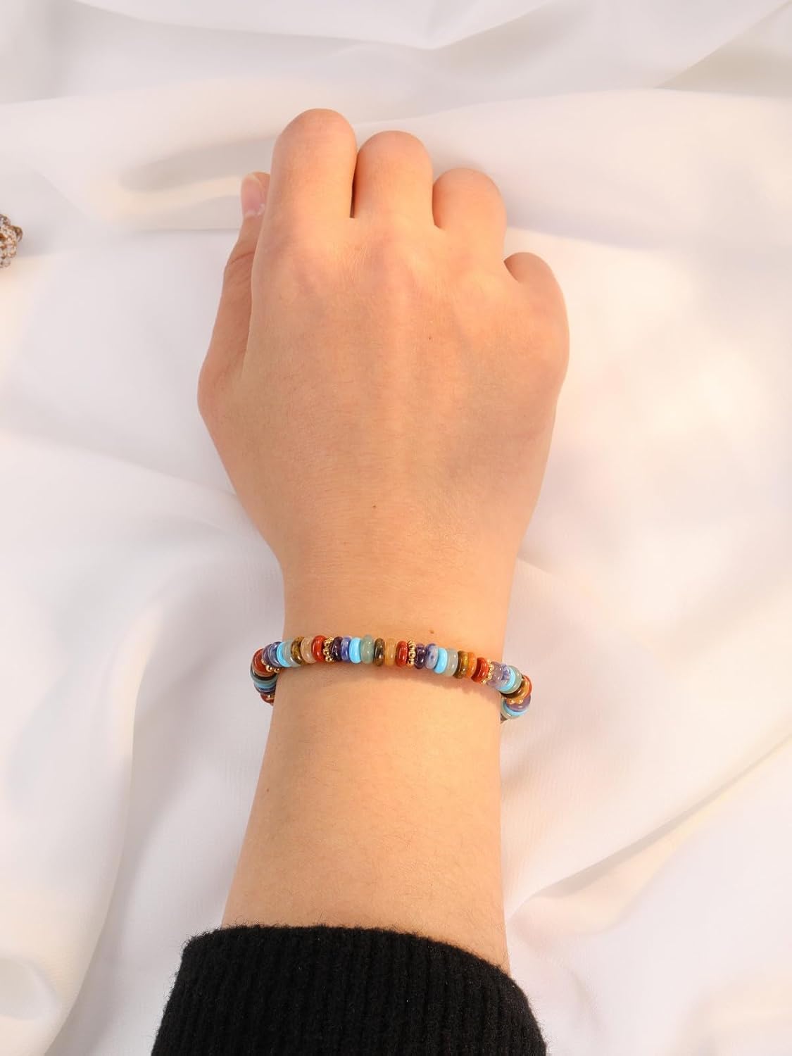 Jovivi Chakra Gemstone Rondelle Beaded Bracelets for Women Men | 6mm Natural Healing Crystal Stone Yoga Beads Bracelet, Handmade Spiritual Jewelry Gifts - Image 7