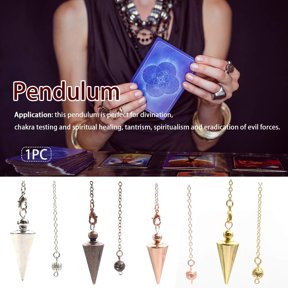 Copper Metal Spiritual Point Pendulum, Divination Dower Reiki Healing Pendulum Chain, Balancing Pendant for Divination Healing Dowsing Wicca Balancing Pointed Cone Pendant Pendulum(Rose Gold) - Image 5