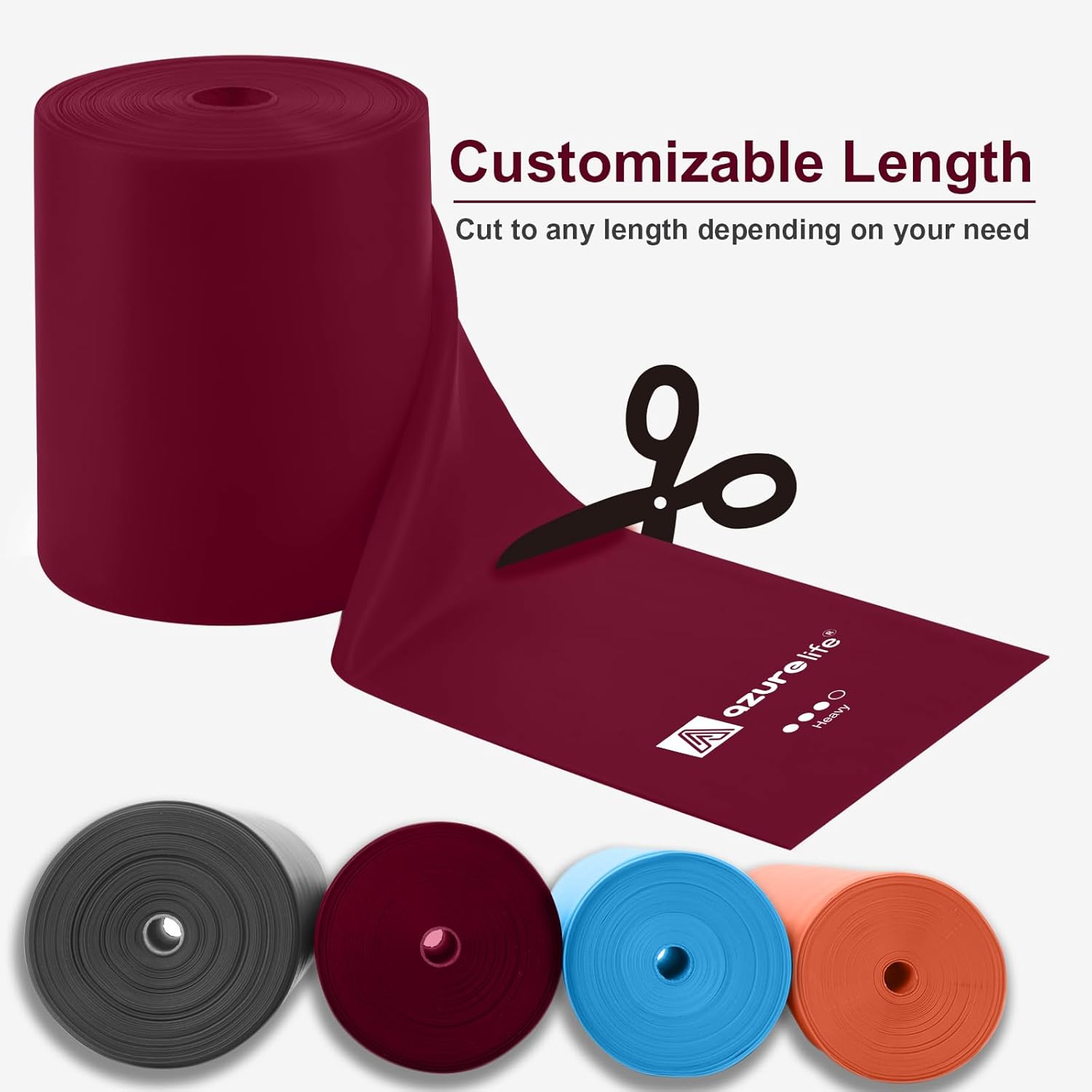 A AZURELIFE Professional Individual Exercise Resistance Bands, Single 5, 6,7 Ft or 8 Yards Elastic Bands, Non-Latex Stretch Bands for PT, Yoga, Pilates, Rehab, at-Home or The Gym Workouts - Image 3