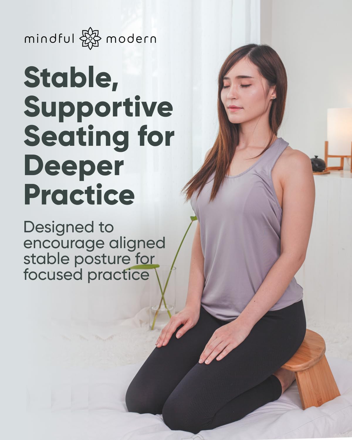 Mindful Modern Folding Meditation Bench - Bamboo Kneeling Stool with Locking Magnetic Hinges - Portable Cross Legged Folding Seiza Chair w/Travel Bag - Image 6
