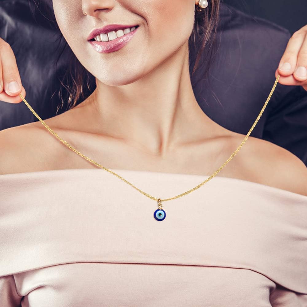 PPJew Evil Eye Necklace Chain Blue Eyes Amulet Pendant Necklace Ojo Turco Kabbalah Protection Adjustable Delicate Jewelry Gift for Women(Silver/Gold) - Image 8