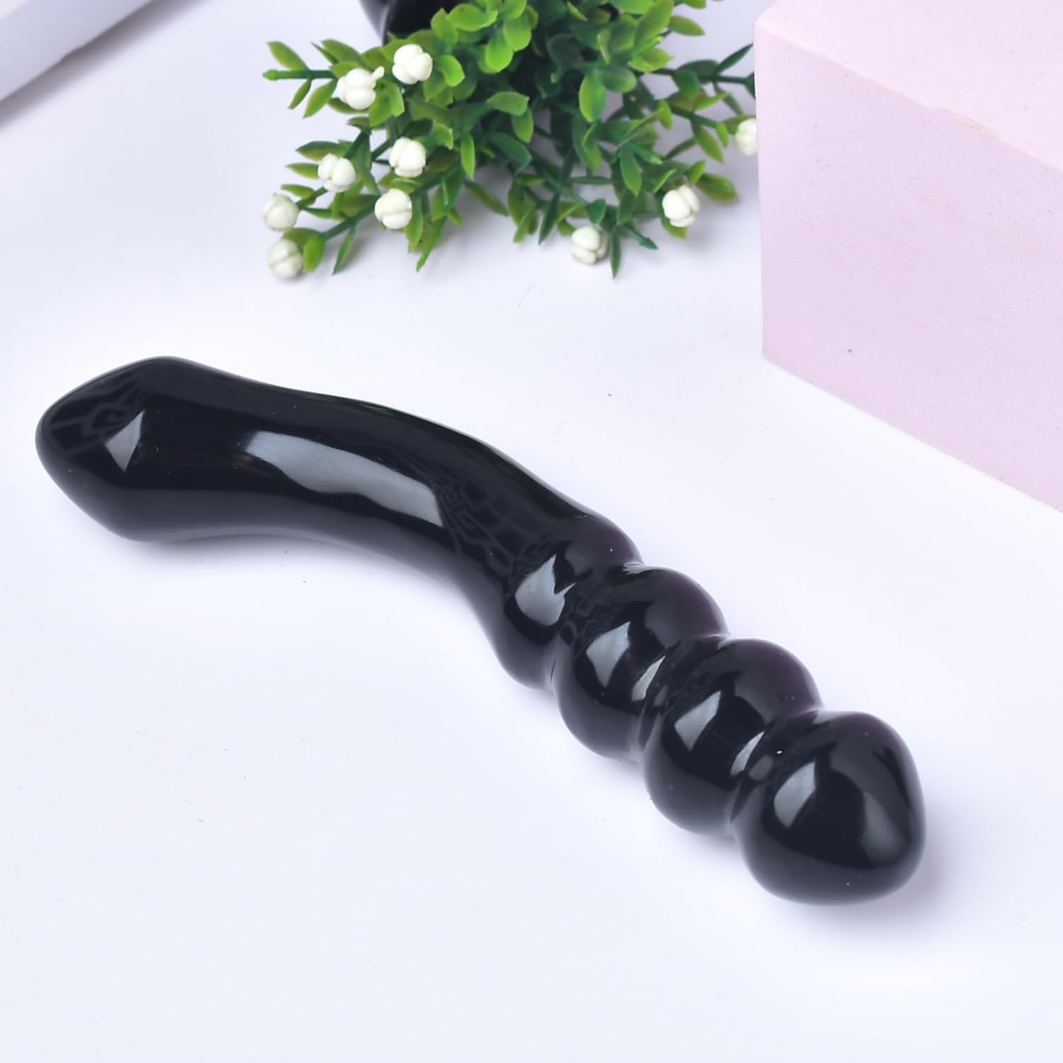 Natural Black Obsidian Crystal Yoni Wand Healing Stone Curved Design 7 08 x 1 37 Inches Polished Finish for Meditation Practice - Image 6