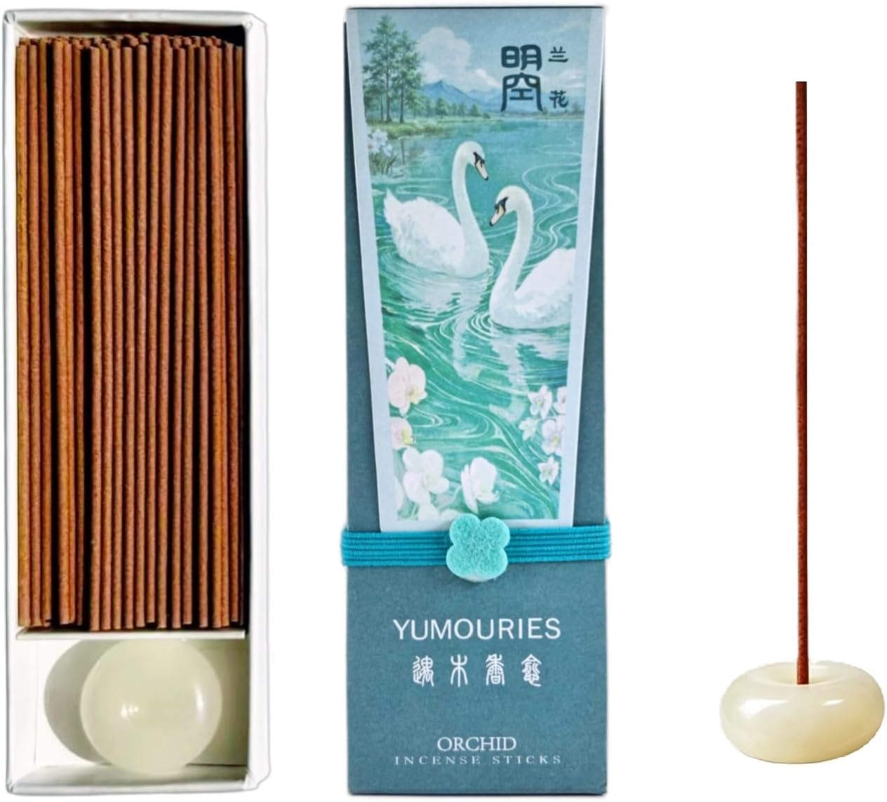 Orchid Incense Sticks 30g · Non-Toxic · Low Smoke for Yoga | Sandalwood & Agarwood base. No bamboo core. 20-min burn. Chinese woody-floral incense for meditation & graceful livin