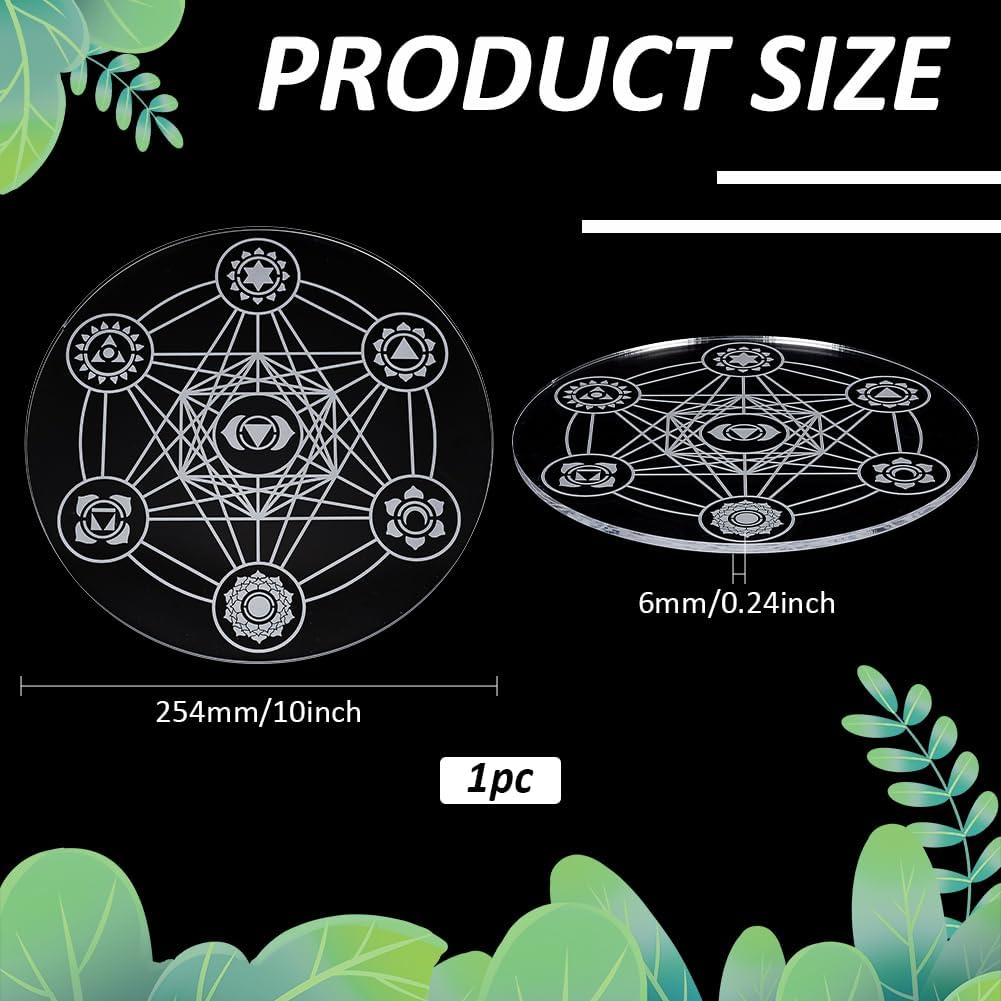 FINGERINSPIRE Crystal Grid Board 10Inch Astrolabium Sacred Geometry Board for Crystals And Stone WhiteSmoke Acrylic Displaying Plate for Sacred Geometry Wall Decor Meditation Chakra Ritual - Image 2