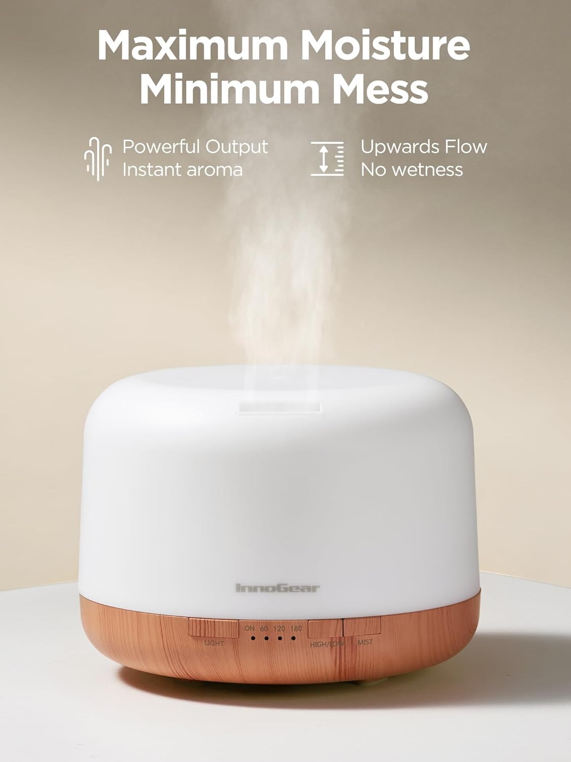 InnoGear Aromatherapy Diffuser & 10 Essential Oils Set, 500ml Essential Oil Diffuser with Remote Control Mother's Gift Ultrasonic Cool Mist Scent Humidifier Vaporizer Auto-Off Timer for Home, Yellow - Image 5