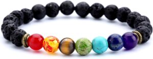 Men Women 8mm Lava Rock 7 Chakra Be...