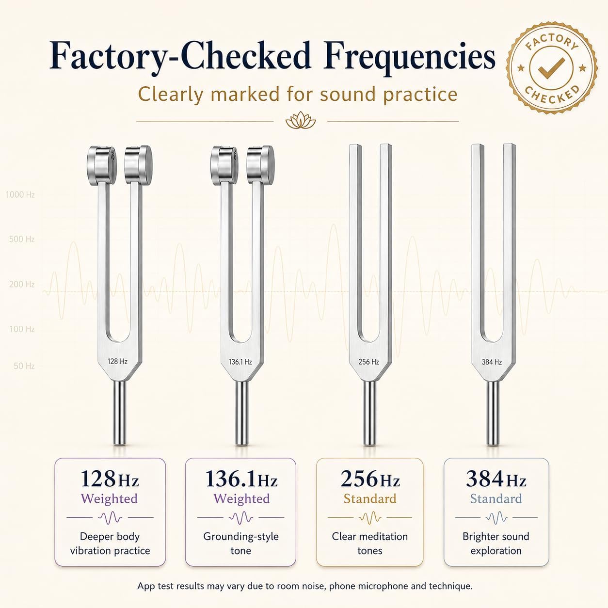 Healing Tuning Fork Set for Sound Therapy, 16-Piece Beginner Friendly Tuning Forks Kit with 128Hz 136.1Hz 256Hz 384Hz for Meditation, Yoga, Relaxation, Energy Healing & Daily Selfcare with Guide Book - Image 6