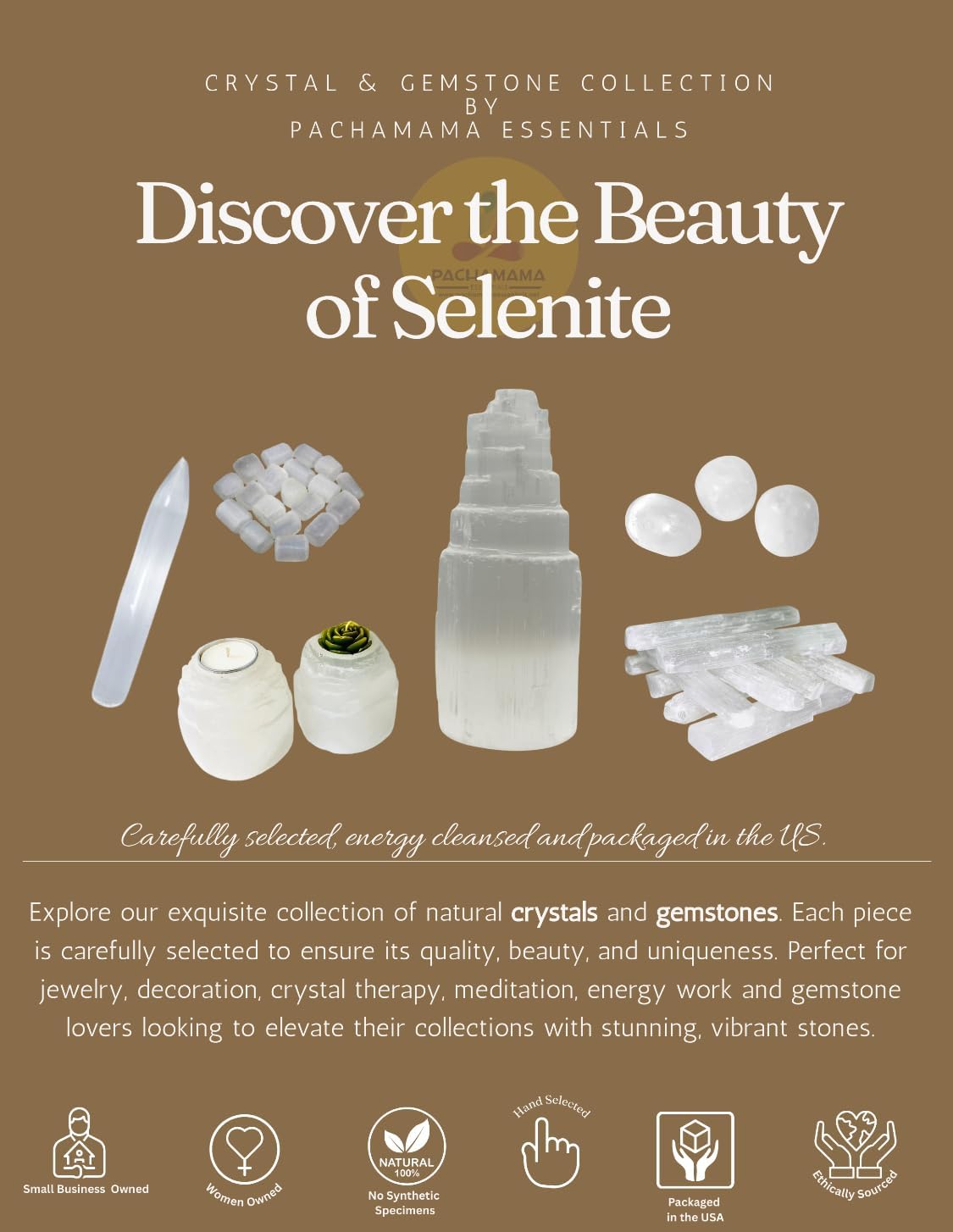Pachamama Essentials Selenite Tower 4" Tall Skyscraper Healing Crystal Stone Reiki Meditation Energy Protection - Image 3