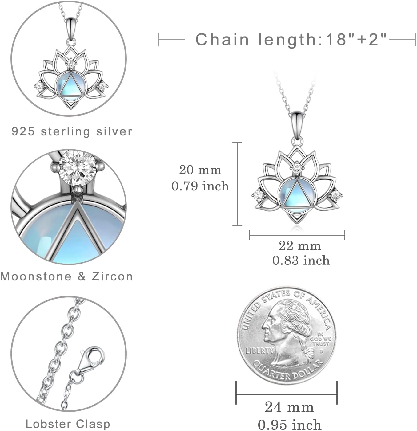 Sobriety Necklace Sterling Silver AA Necklace NA Necklace Recovery Symbol Necklace Lotus Sobriety Gift for Women - Image 4