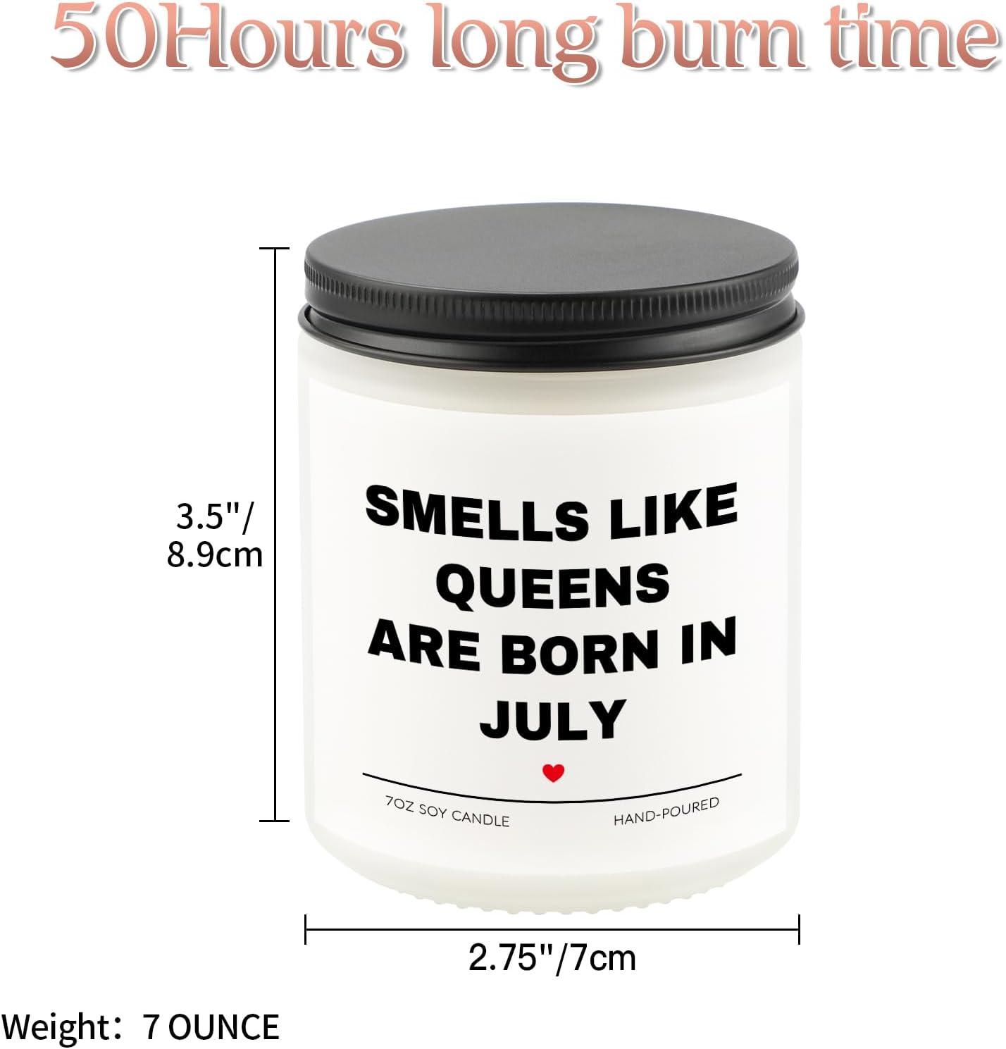 July Birthday Gifts for Women, Queens are Born in July Candle, 30th 40th 50th 60th Happy Bday Gift Idea for Girl Female Sister Mom Aunt Friend from Daughter Son Child Husband,7 OZ - Image 2