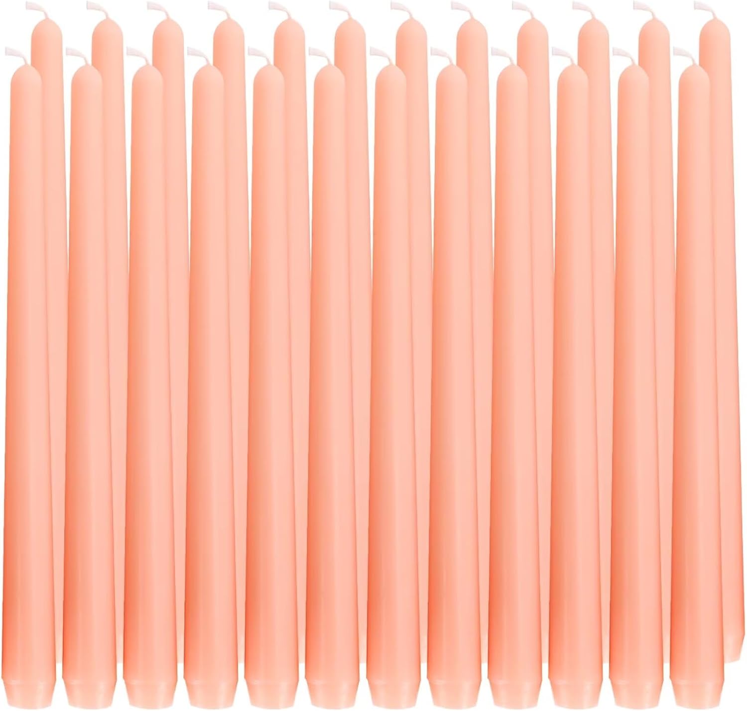 SOFT BREEZE 24 Pack Unscented Tall Taper Candles - 4/5X10 Inch, Dripless, Unscented Dinner Candle - 10 Hours Burn Time -Pink Colors
