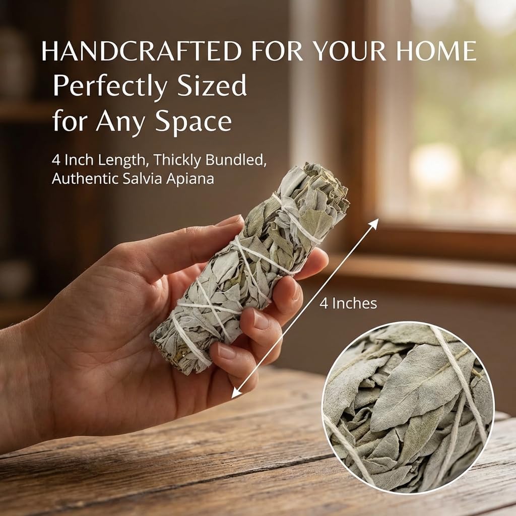 New Age Smudges and Herbs Smudge Kit - 2 California White Sage Smudge Stick for Cleansing (Salvia Apiana) with 2 Palo Santo Incense Sticks (Holy Wood) - Sage Bundles … - Image 4
