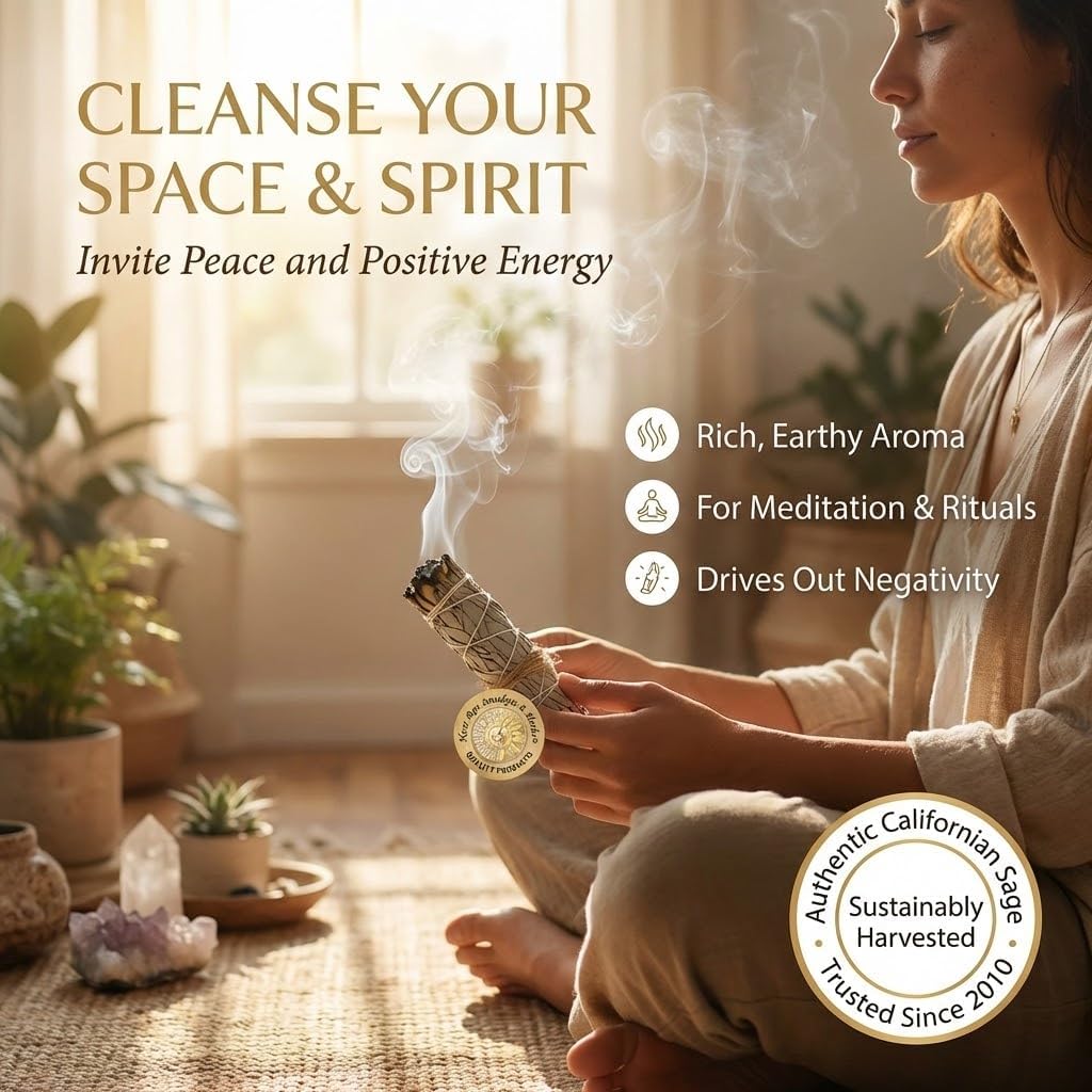 New Age Smudges and Herbs Smudge Kit - 2 California White Sage Smudge Stick for Cleansing (Salvia Apiana) with 2 Palo Santo Incense Sticks (Holy Wood) - Sage Bundles … - Image 6