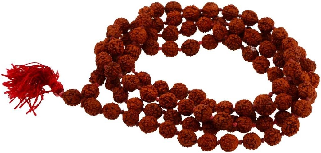 Mandala Crafts Rudraksha Mala 108 Beads - Rudraksha Beads - Nepal Knotted Rudraksha Seed Japa Mala Tibetan Prayer Beads for Rudraksha Necklace Men Women Meditation Yoga Red Tassel - Image 2