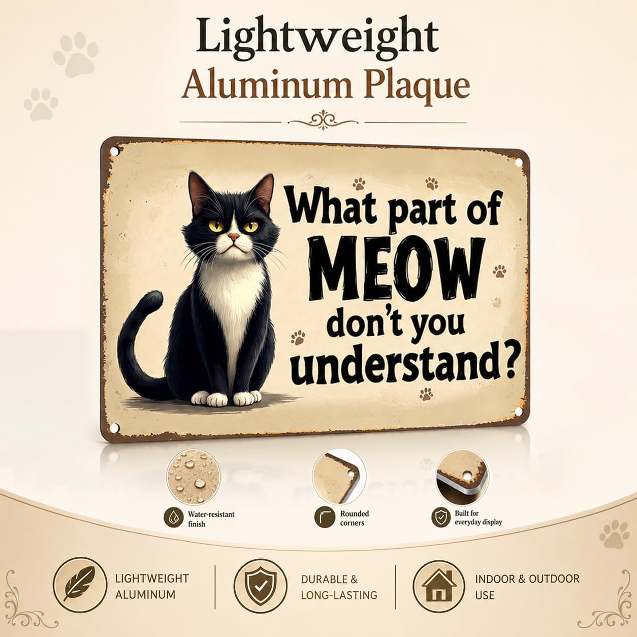 Funny Cat Metal Sign, What Part of Meow Don’t You Understand Cat Wall Decor, Cute Cat Lover Gift, Vintage Cat Tin Sign for Home Office Pet Room - Image 5