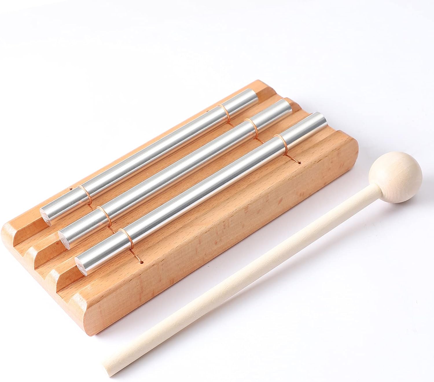 Energy Chimes Percussion Hand Bells: Trio 3 Tone Chime Music Instrument with Mallet for Yoga Meditation Sound Healing Teachers' Classroom Tools