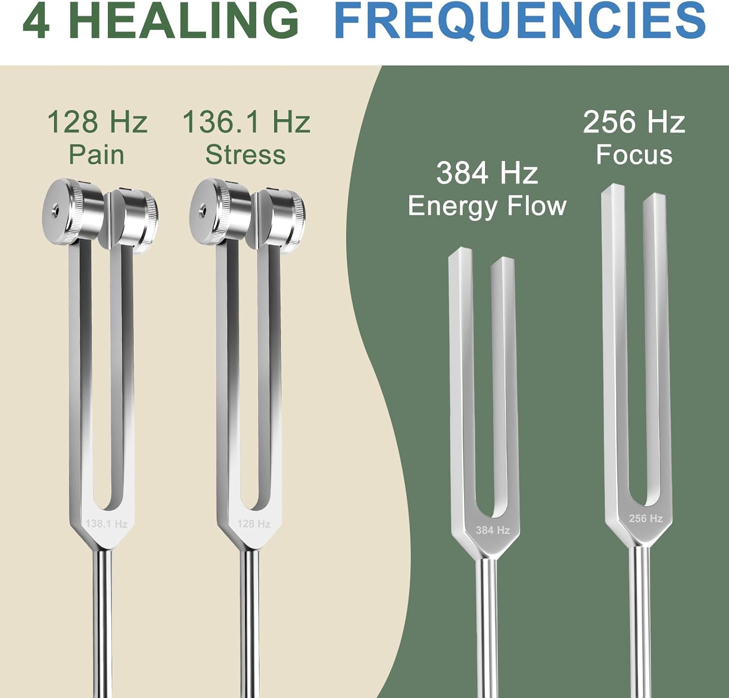 Tuning Forks for Healing Set – 128Hz 136.1Hz 256Hz 384Hz Weighted & Unweighted Resonance Sound Therapy Tuning Fork Set, Healing Instruments for Meditation Yoga Chakra Balance - Image 3