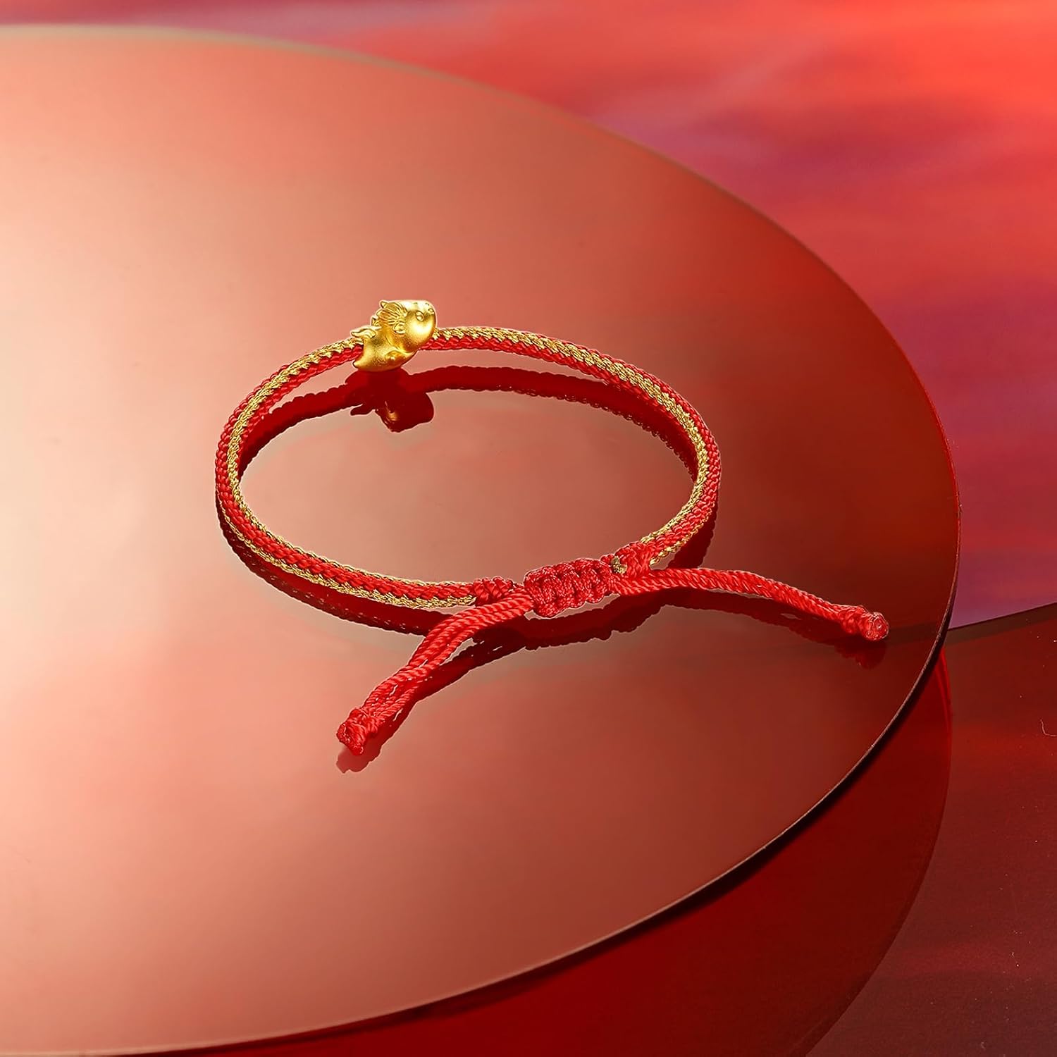 24K Gold Bracelet Chinese Animal Charm Bracelets Adjustable Red String Lucky Zodiac Chain Cute Charms Snake Beads Link Protection Bangle Good Luck Braided Rope New Year Jewelry Gift for Wmen Men - Image 5