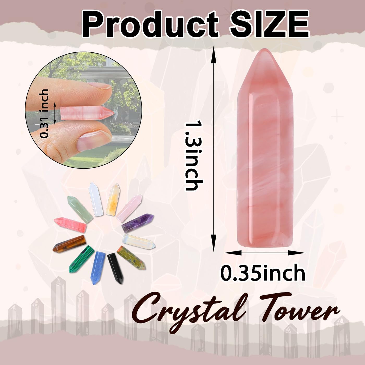 DUQGUHO Tower Crystals and Healing Stones 1 inch Crystal Tower Ornaments Set Energy Balancing Gemstones Meditation Polished Stone Christmas Ornaments Crystal Gifts for Women 12PCS - Image 4