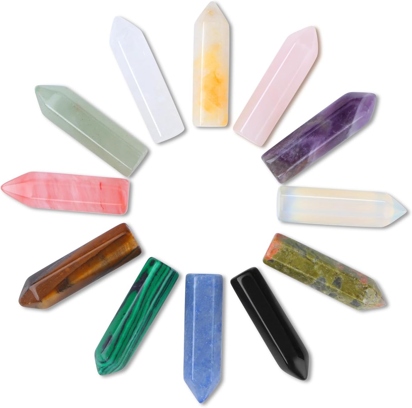 DUQGUHO Tower Crystals and Healing Stones 1 inch Crystal Tower Ornaments Set Energy Balancing Gemstones Meditation Polished Stone Christmas Ornaments Crystal Gifts for Women 12PCS - Image 6